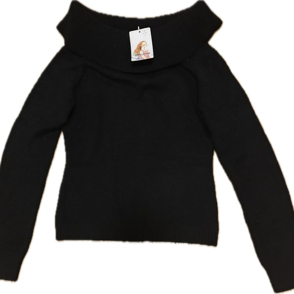 Elegant Off-Shoulder Black Sweater